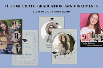design modern photo graduation announcement cards