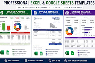 design editable excel or google spreadsheet budget planner or invoice template