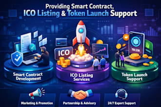 provide smart contract project ico listing and token launch support
