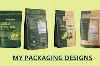 design pouch packaging with print ready dieline and design