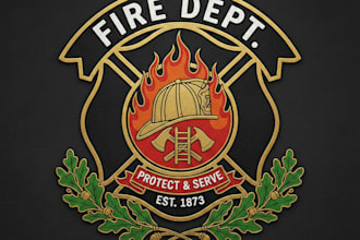 design a strong and heroic firefighter logo for your brand
