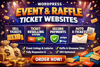 create wordpress event listing raffle tickets selling reselling website