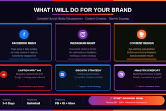 be your facebook instagram social media marketing manager and content creator