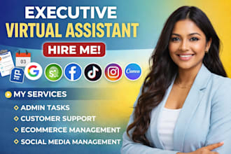 executive virtual assistant, general VA personal assistant, social media manager