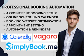 set up and automate your calendly, simplybook me, or vagaro booking system