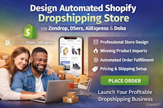 design automated shopify dropshipping store via zendrop dsers aliexperess doba