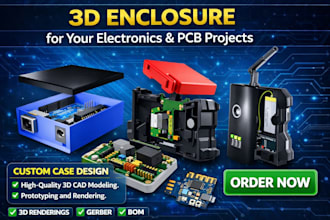 design custom pcb enclosure or case for electronics, 3d print pcb project