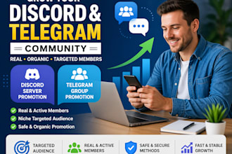 promote your discord server and telegram group with real growth