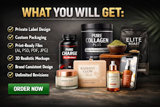 do private product label design custom packaging 3d mockup for ecommerce stores