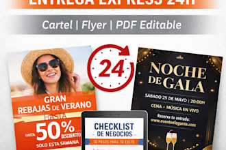 diseño profesional de cartel, flyer o PDF de 1 pag en 24h