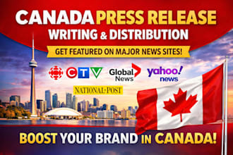 write and distribute your press release on top canadian sites