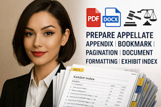 do appellate appendix, bookmark, pagination,  document formatting, exhibit index