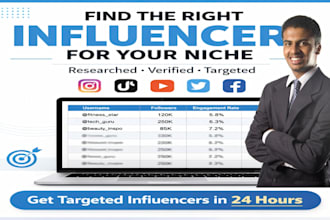 research and recruit targeted influencers in your niche for marketing campaign