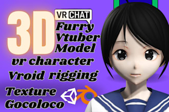 do custom vrchat avatar vr character furry vtuber vroid vrc model chibi world