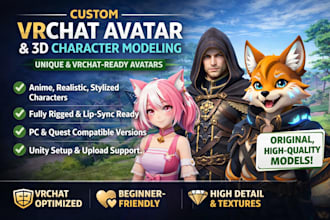 create custom vrchat avatar and 3d character modeling for vrchat