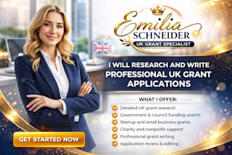 research and write professional UK grant applications for funding