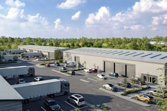 remodel 3d warehouse building exterior,logistic center,industrial park rendering