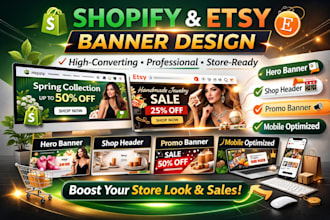 design high converting shopify banner etsy shop banner store header hero image