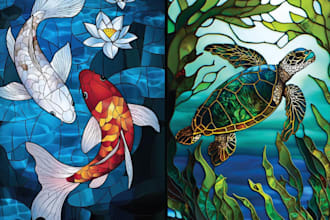 design stained glass art logo modern mosaic stained glass art illustration