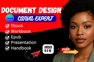 design and format professional ebooks, handbooks, workbooks, canva presentation