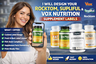 create rocktom supliful vox nutrition supplement label design