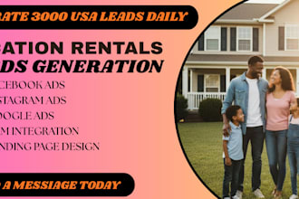 exclusive converting 3000 USA vacation rentals leads facebook ads google ads
