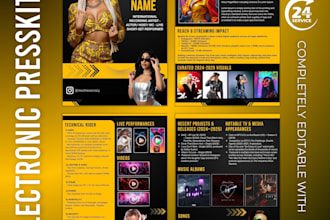 design professional electronic press kit, epk, media kit and one sheet