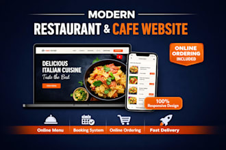 design a restaurant website, cafe website, recipe menu website landing page