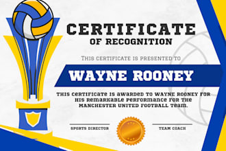 design a custom sport award or churches editable achievement certificate award