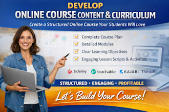 develop online course content creation, course curriculum and online course plan