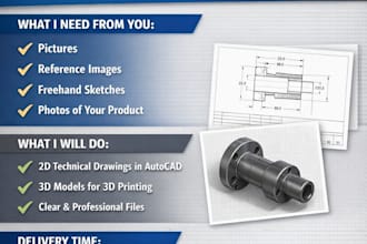 design 2d and 3d models using autocad and solidworks for you