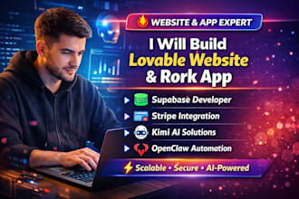 build lovable website and rork app, stripe supabase developer, kimi ai, openclaw