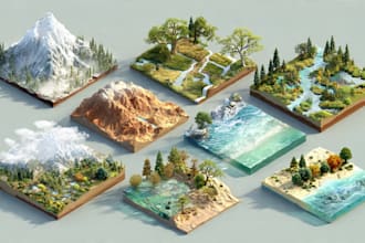 draw unique isometric map illustration flat design 2d isometric map