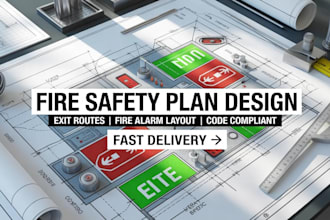 design fire safety plan exit route and fire alarm system layout