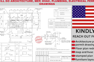 do architectural floor plan USA city permit stamp review mep draftsman blueprint
