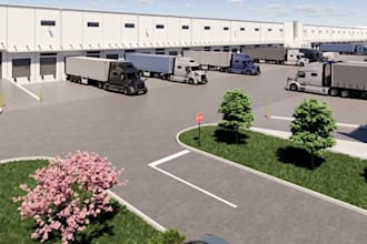 reconstruct industrial building, factory facility, warehouse facade, workshop