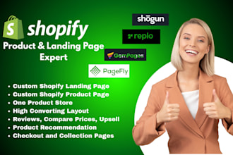 be your pagefly expert for shopify landing page, product page with replo
