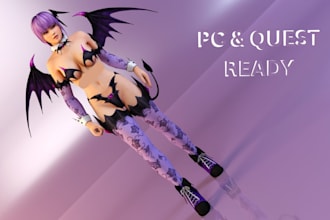 do custom vrchat avatar for pc and quest with clothing toggles and animation vfx