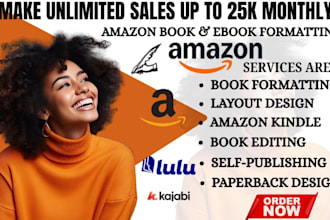 do book formatting for amazon KDP, kindle ebook, paperback and hardcover