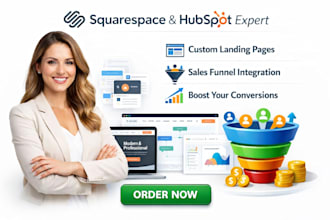 design hubspot mailchimp landing page setup squarespaace website sales funnel