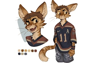 draw custom furry reference sheet, fursona and furry art