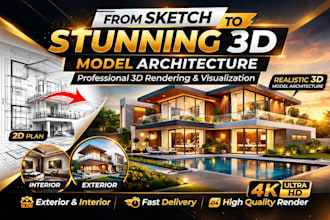 create 3d model architecture, realistic 3d architectural rendering design