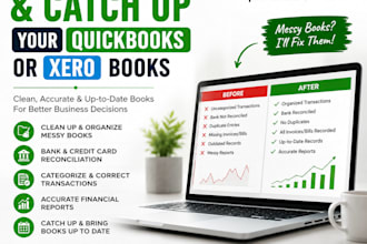 clean up and catch up your quickbooks or xero books