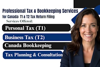 prepare canada tax return, business tax t2, personal tax t1 canada bookkeeping