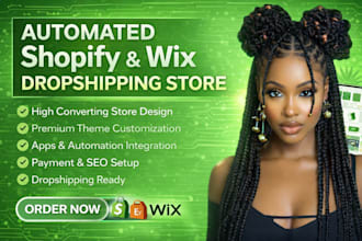 build automated shopify wix dropshipping store website design redesign developer