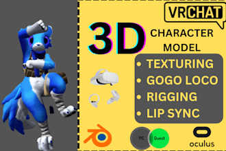 do custom vrchat avatar, furry vrc model, 3d modeling vrchat