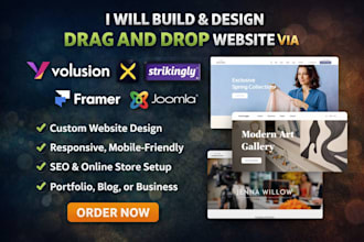 build design drag and drop website via volusion pixpa strikingly framer joomla