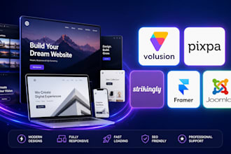 build or redesign volusion pixpa strikingly framer figma joomla website