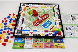 design board game, card game and poker card illustration with deck and rule book