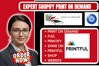 setup shopify print on demand printify apliiq shine on fuel printful customchat